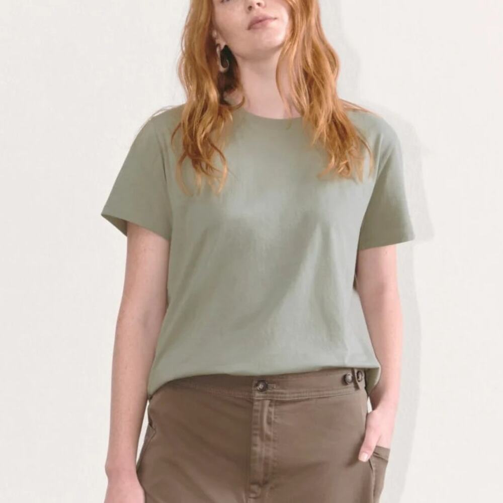 NWT Everlane Top 100% Cotton Box Cut Short Sleeve Tee Sage Green Womens Size XXS
